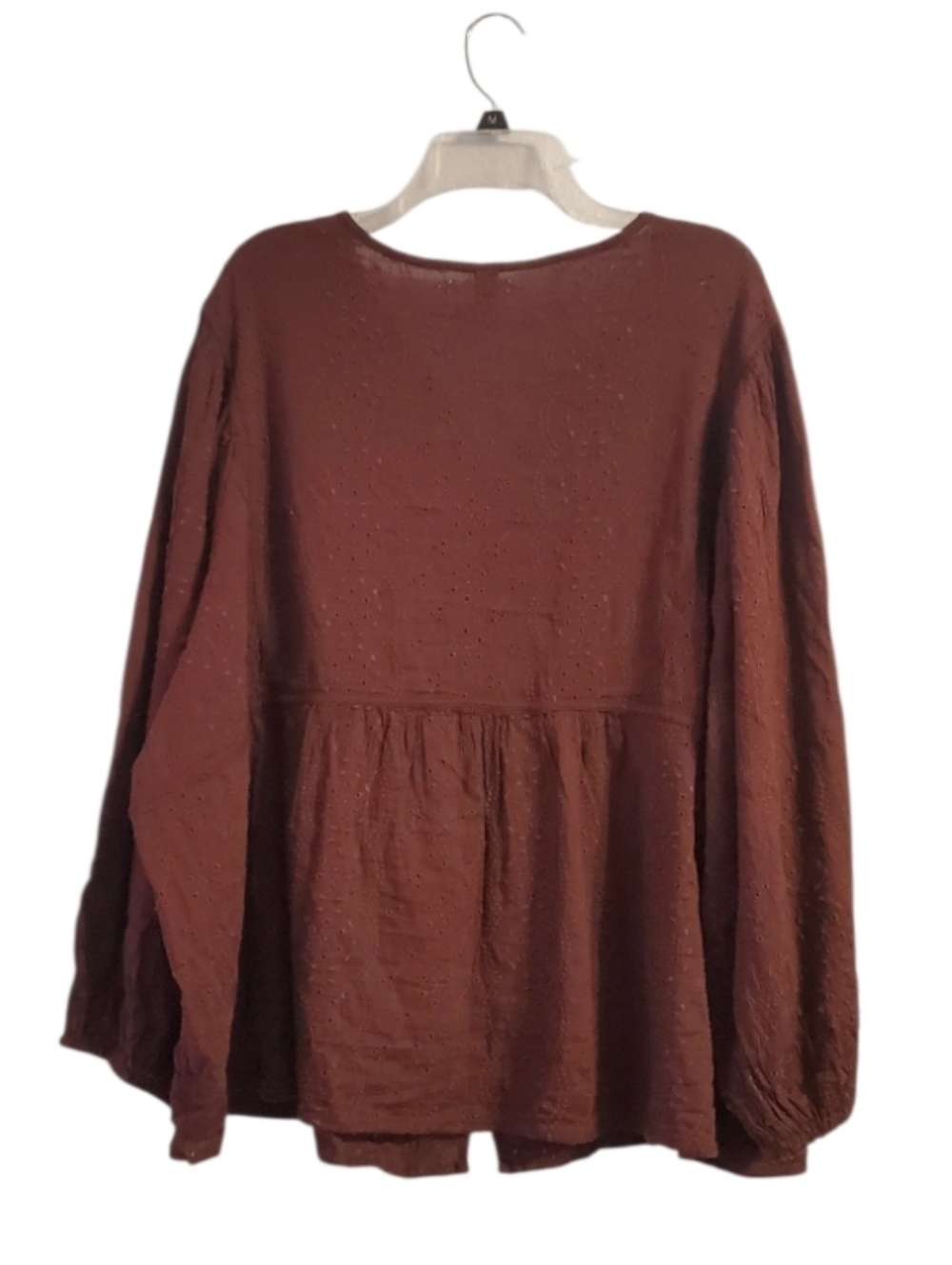 Old Navy Women's Embroidered Eyelet Peasant Blouse Burgundy 4X - Picture 5 of 6